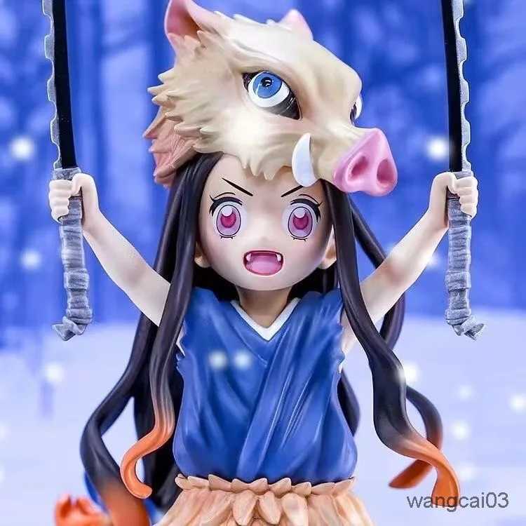 Action Toy Figures Anime characters Demon 20cm double-pole Inosuke Figure PVC Action Figure Model Toys Gifts Wholesale box-packed