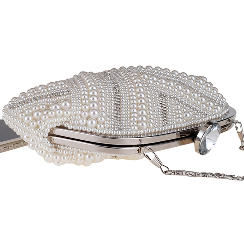 Beaded Women Evening Bags Vintage Embroidery Small Pearl Day Clutch Shoulder Chain Handbags Rhinestones Purse