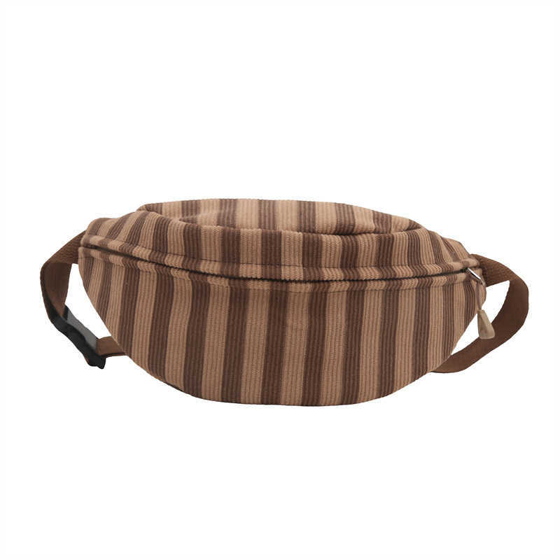 Vertical striped waist bag ins cute, fresh, simple, versatile crossbody bag for girls and girls, chest bag