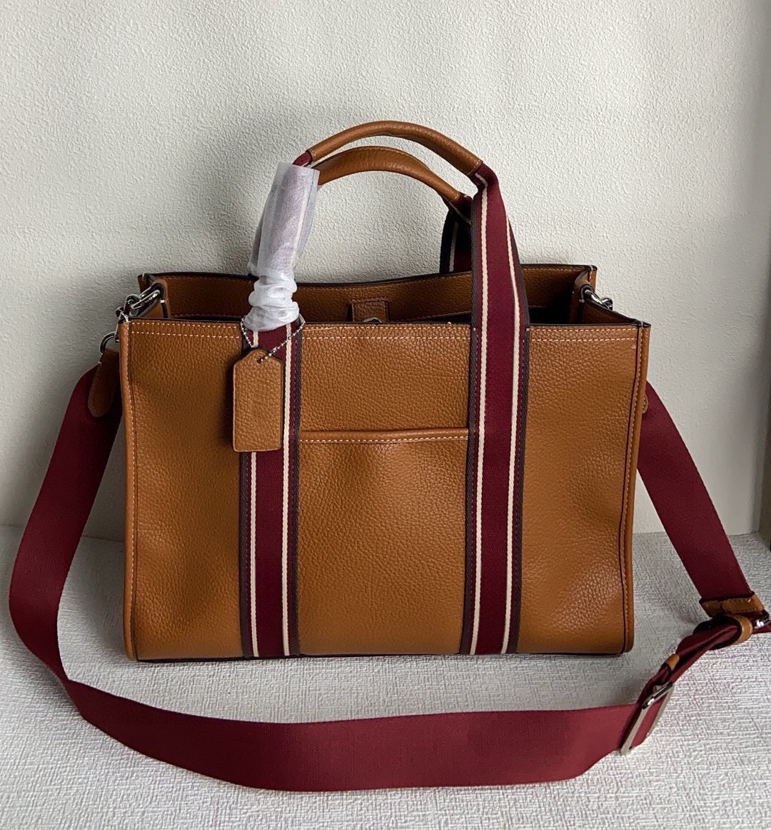 SMITH 42 fashion embroidered letter logo retro presbyopia full print detachable adjustable shoulder strap snap opening and closing cow leather shopping bag