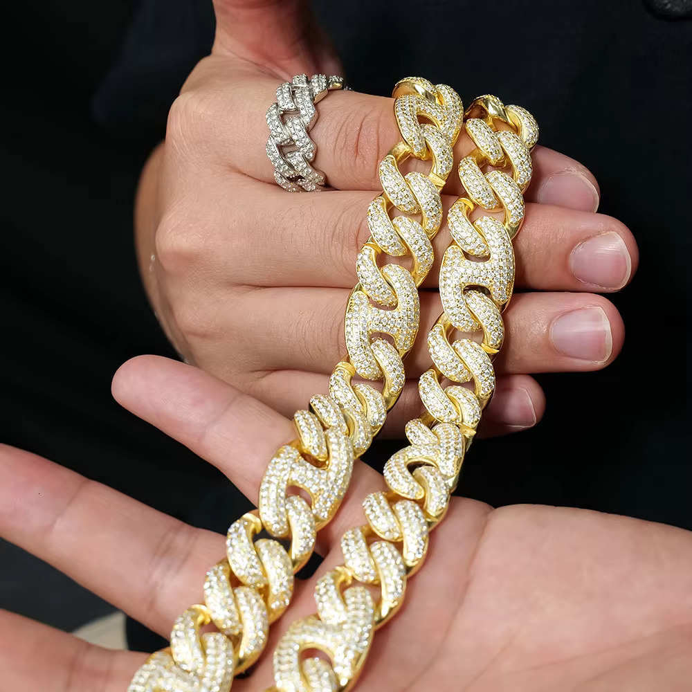 sterstersier vs Certified 18mm Cuban k Mossani dia Chain Miami Mossani Jewelry Hip Hop unisex Necklace