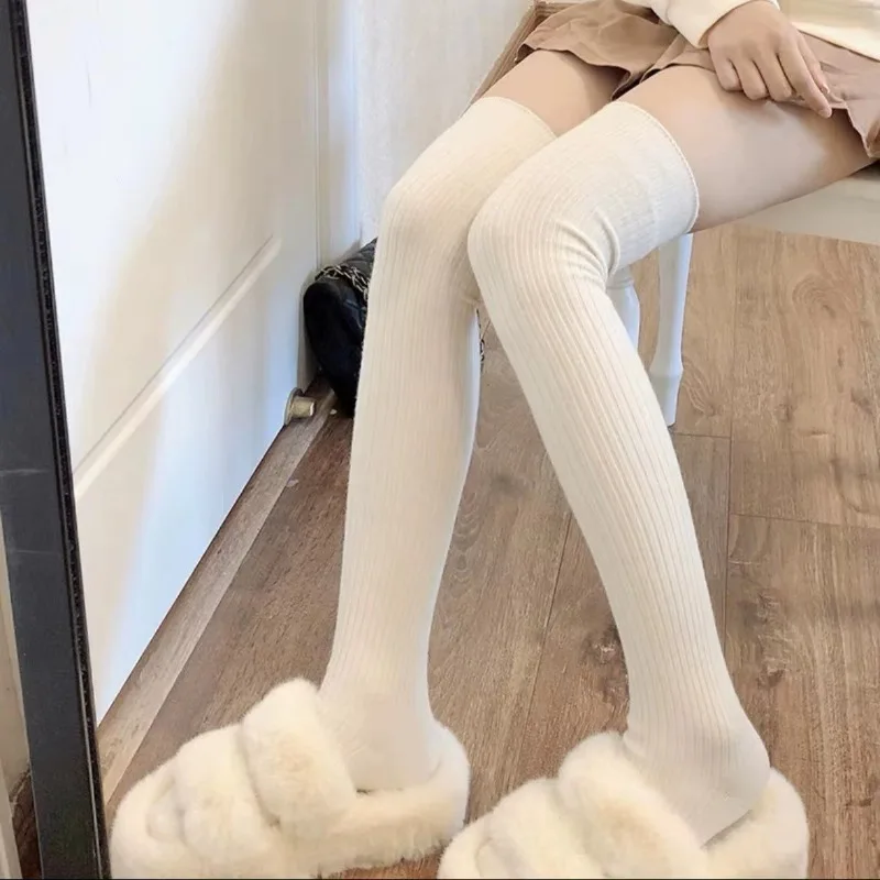 Stockings Autumn Winter Solid Color Thigh High Medias Over The Knee Cute Lolita Socks Woman Girls Thick Warm Stockings Long Leg