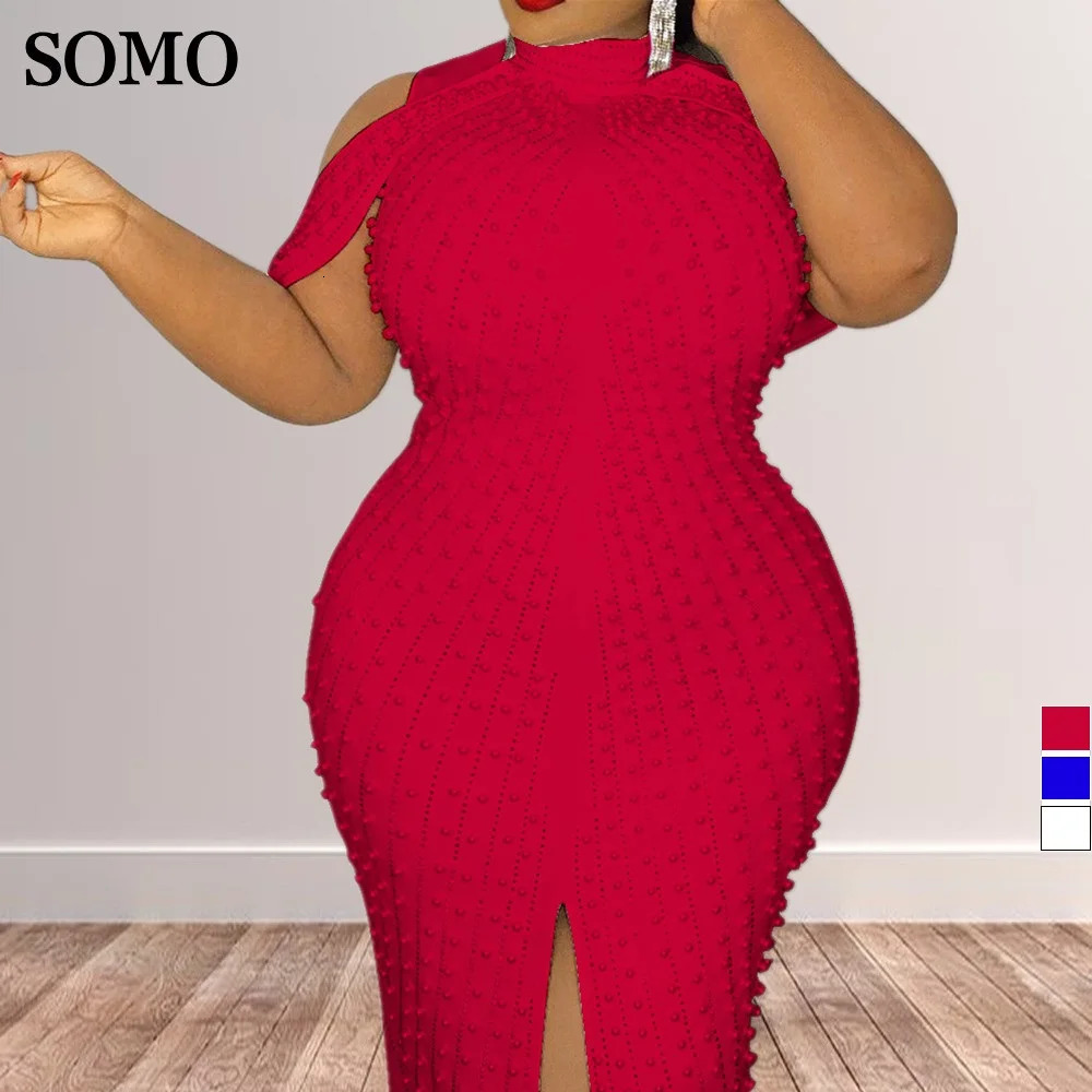 Summer Womens Sexy Fashion Large Bubble Bead Solid Color Dress Plus Size Party Club Evening Dresses Wholesale Drop 240329
