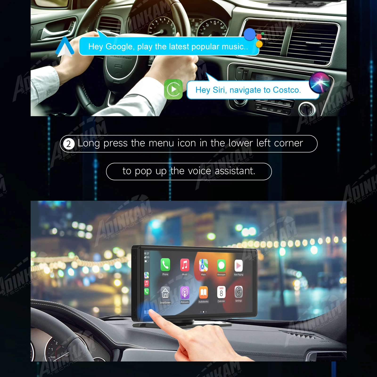 New Trend 10.26 Inch Carplay Android Auto Smart Screen Built In 5G Hz WiFi BT Support BT Audio Airplay Miracast Car Dashboard