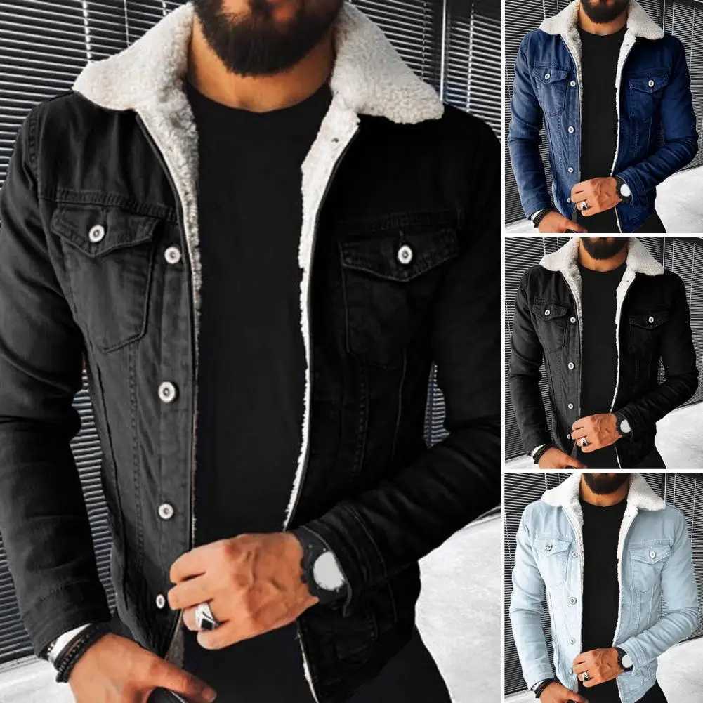 New Arrival Popular mens outerwear winter denim jacket lapel punk lapel coat lining Z241112
