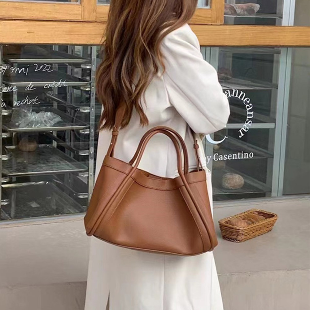 Female Big Soft Leather Satchel Bag Classic Solid Color Simple Casual Large Capacity Tote Bags Ladies Single Shoulder Handbag