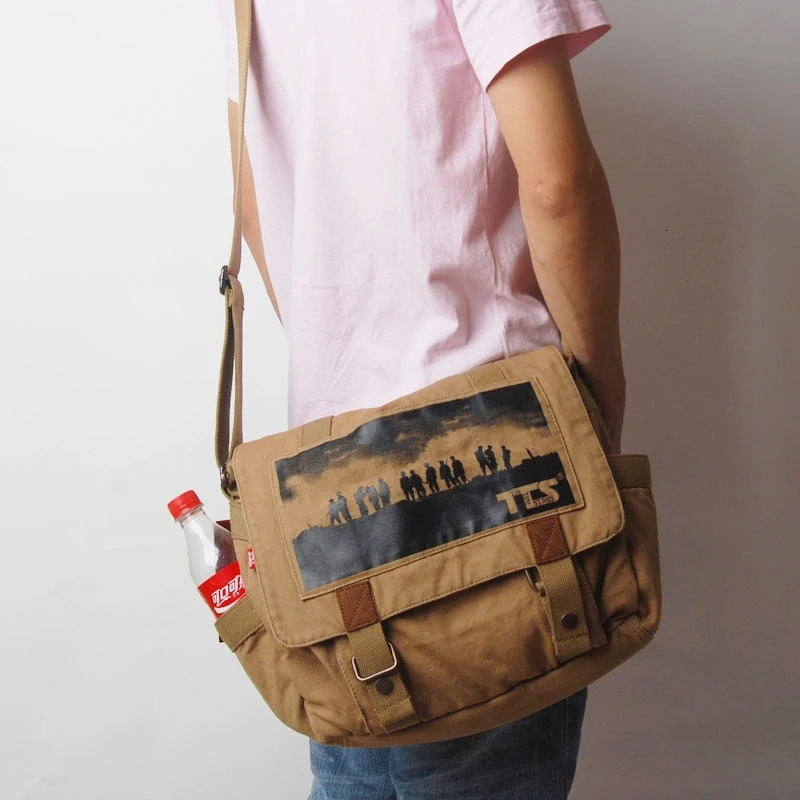 Casual Canvas Men Messenger Bags The Time Story Big Satchel Shoulder Male 156 inch Laptop Briefcase Travel School bag 241111