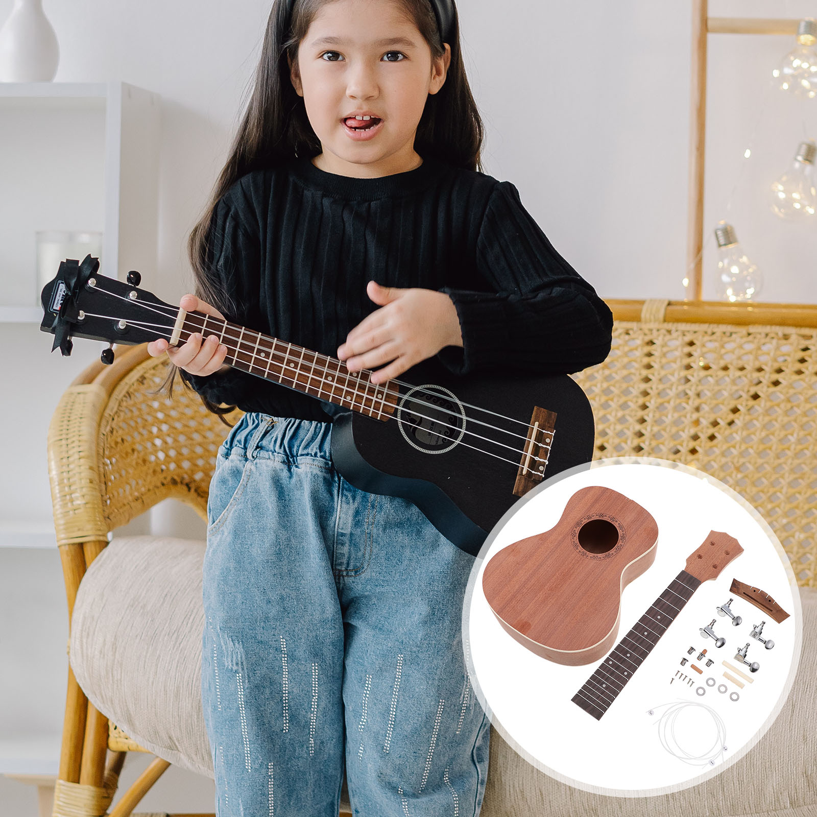 Instruments 23 Inch Musical Ukulele Painted DIY Kit Paintable Ukelele Children ddmysmile Decor Toddler Smile
