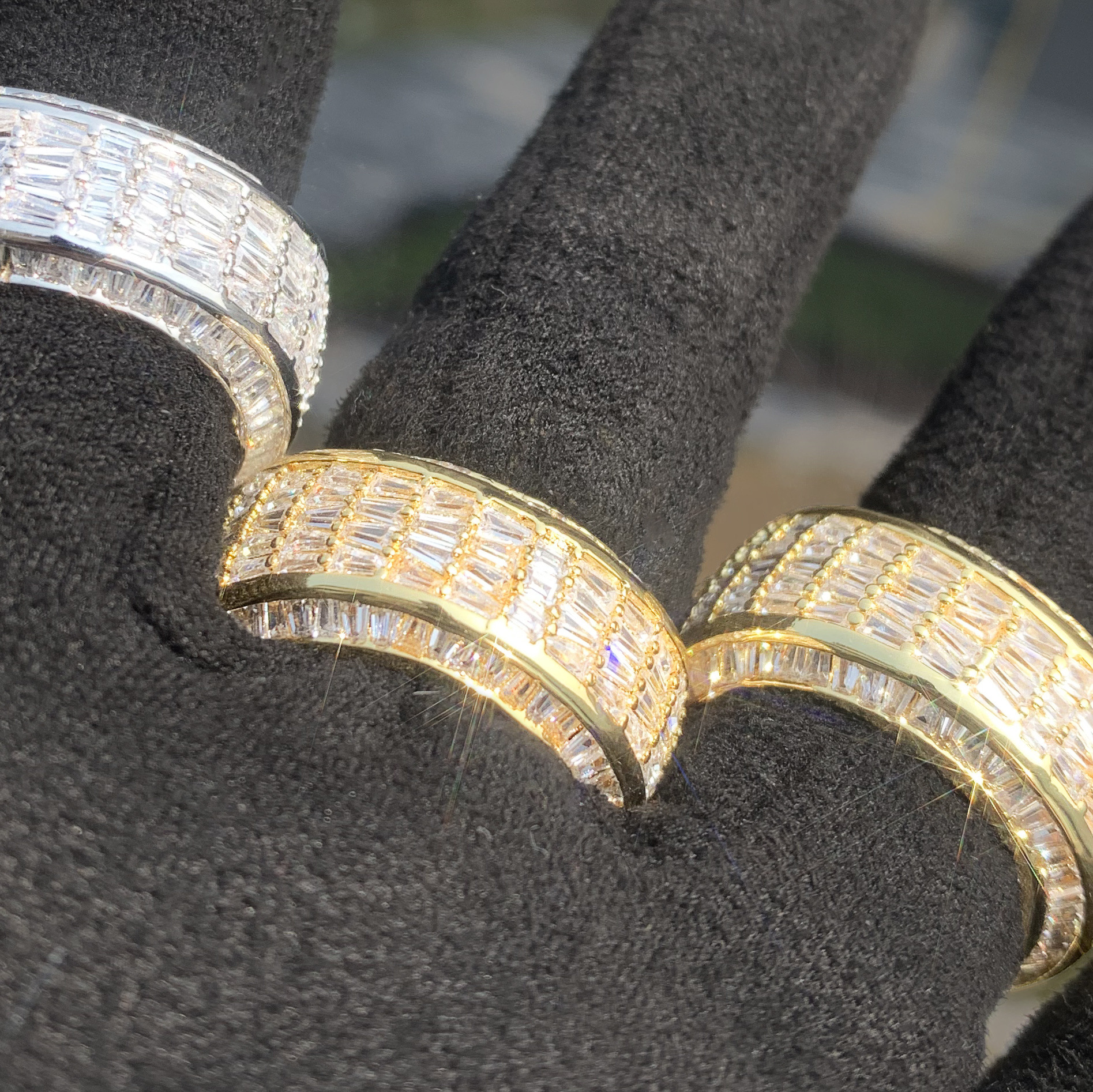 Hip Hop Casting Rings With Side Stones TopBling T Crystal Zircon Jewelry Men Gift Real Gold Plated