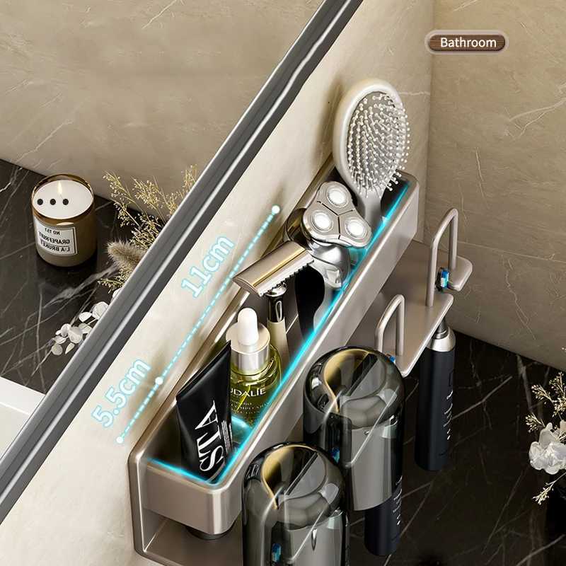 Toothbrush Sanitizer Aluminum Punch Free Wall Mounted Electric Toothbrush Holder Toothpaste Cup Storage Hook Bathroom Accessories Organizer Hot Sale 2