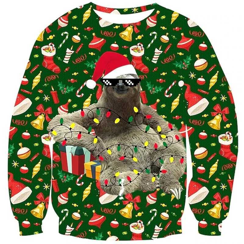 3D Print Christmas Funny Animal Sweatshirts Costume For Men Women Round Neck Pullover Cat Dog Graphic Hoodie Unisex Sudaderas LX241113
