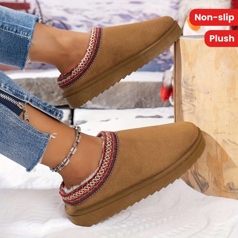 Warm and Comfortable Snow Boots Women: Soft, hot Plush, Non - slip Round Toes, Platform Soles. Great for Outdoor Activities During Cold Winter