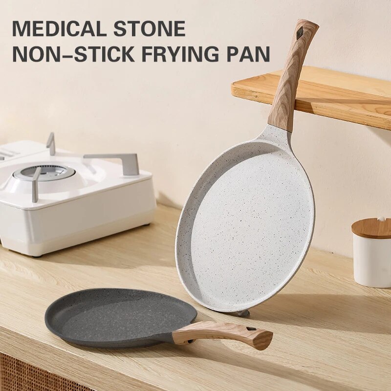 6/8/10 Inch Kitchen Maifan Stone Frying Pan Steak Pancake Fried Egg Nonstick Cook Breakfast Bakeware Compatible Gas Stove