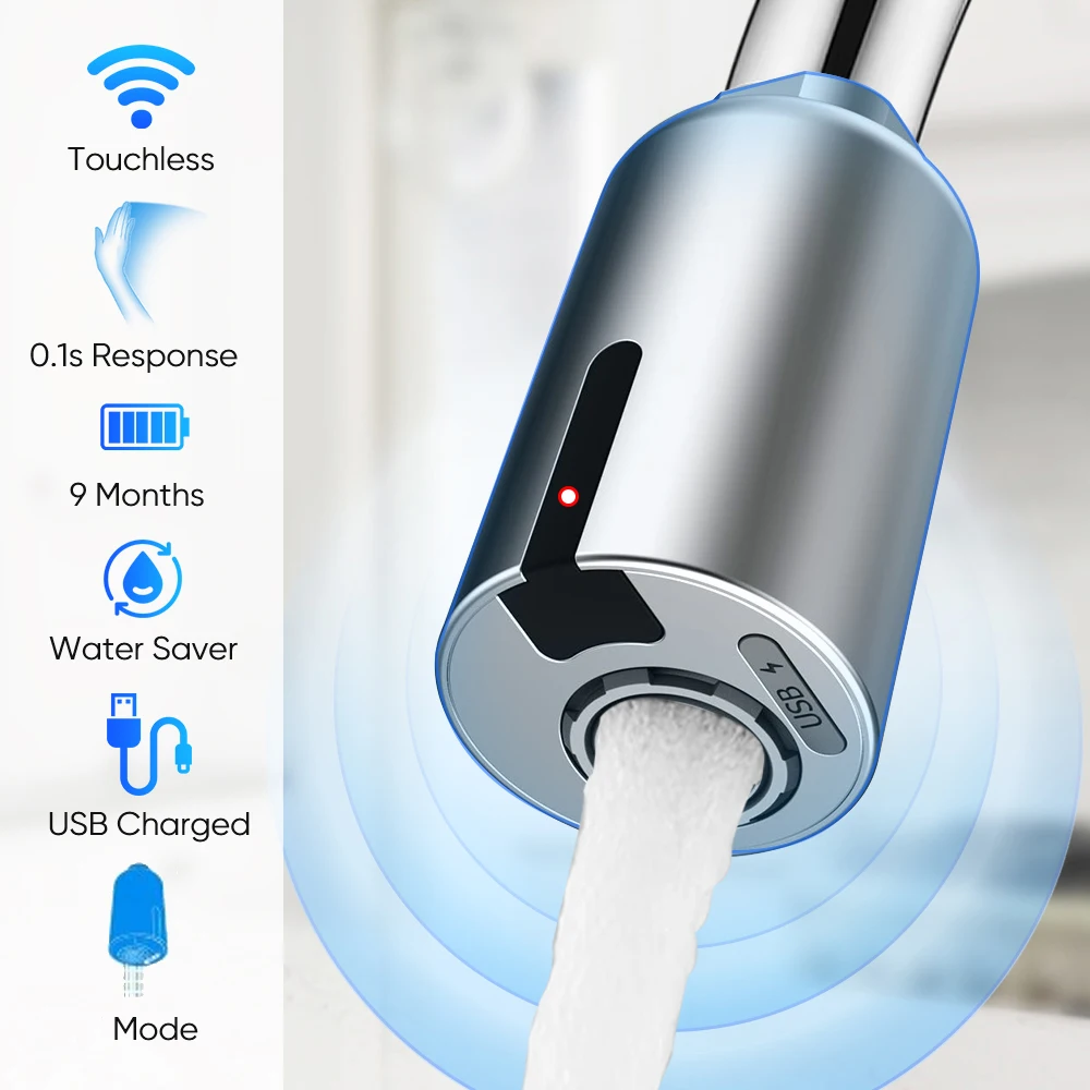 Intelligent Faucet Water-Saving Sensor Mixer Red Light Sensing Automatic Adapter M22/M24 Faucets Nozzle for Bathroom Kitchen2023