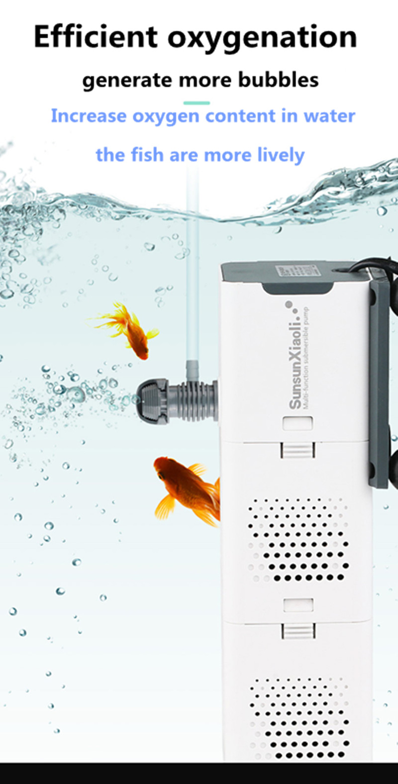 SUNSUN 3 in 1 Filter for Aquarium Fish Tank Filter Mini Fish Tank Filter Aquarium Oxygen Submersible Water Purifier