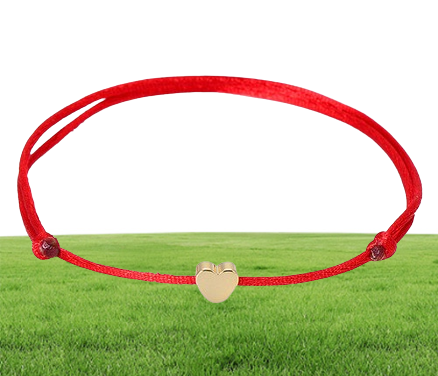 20pcslot Gold Lovely Heart Bracelets Rope Lucky Red Bracelet For Women Red String Adjustable Handmade Bracelet DIY