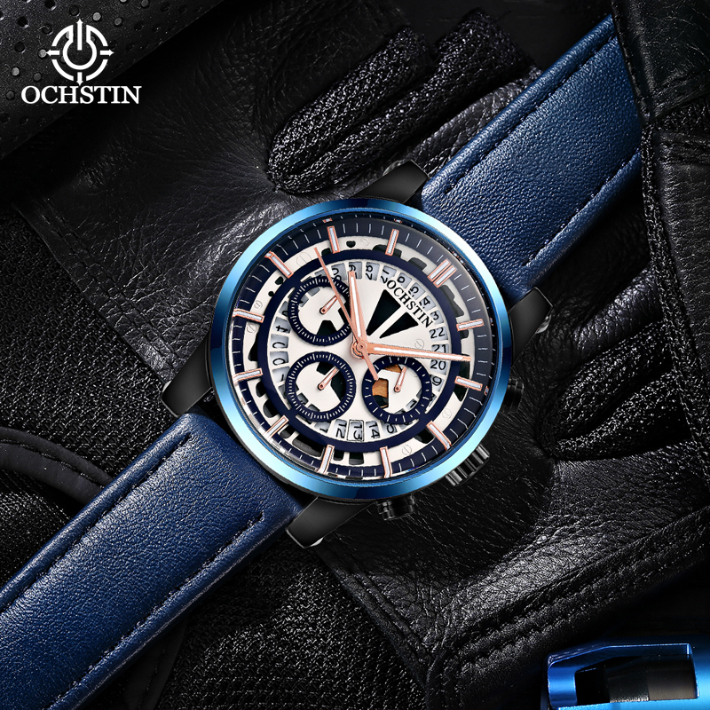 new product Ochstin's 2024 minimalist trendy pilot series multifunctional quartz movement watch for men's quartz watches smile