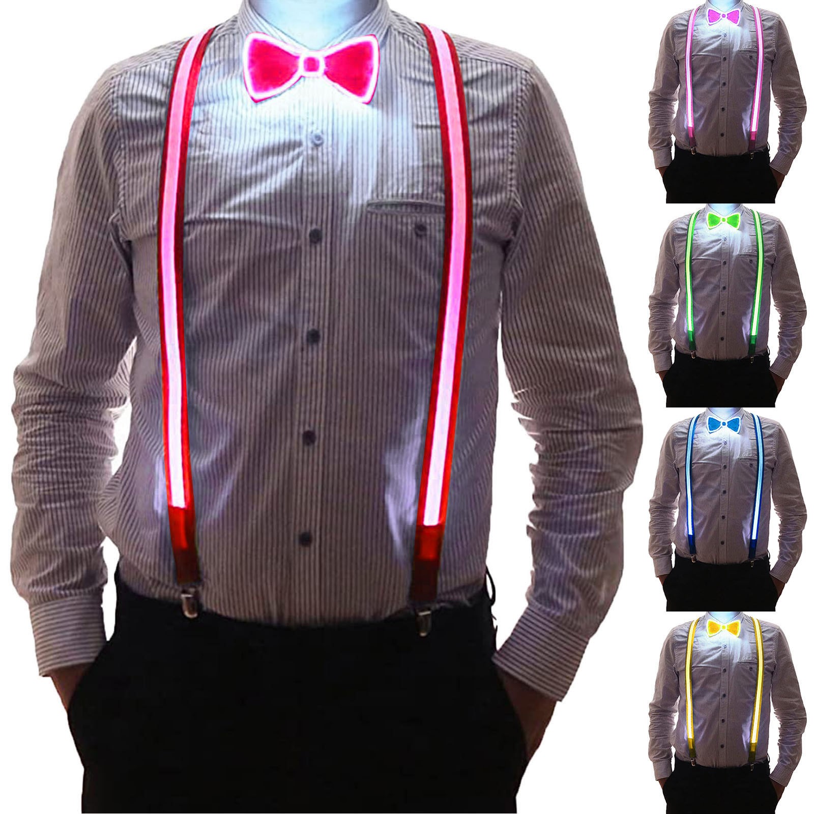 Luminous Mens For Pants Suspenders Led Belt Adjustable Men Suspender Casual Belts Man Shirt Women Blouses Music Festival Party smile