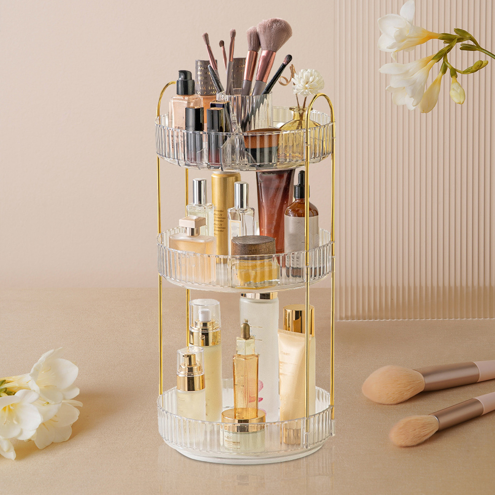 360° Rotating Makeup Organiser Rack Large Capacity Makeup Spinning Rack for Cosmetics Perfume Jewellery