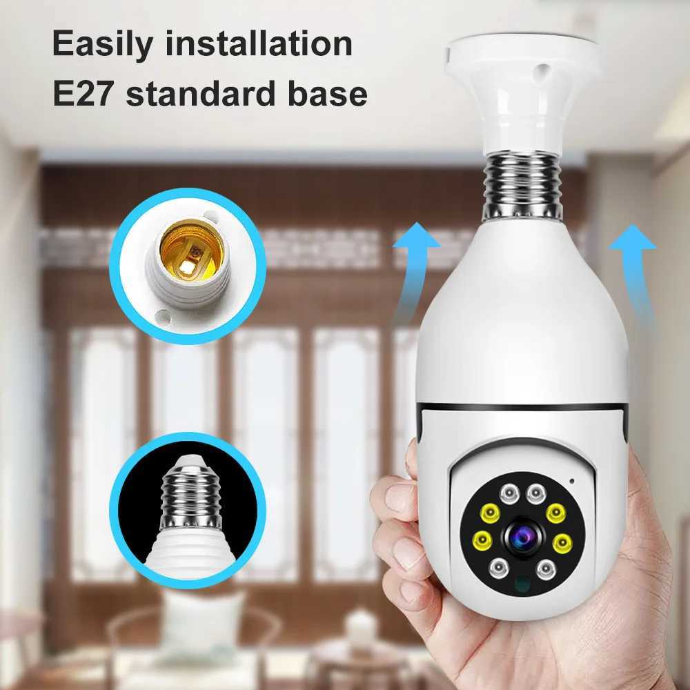 IP Cameras Saikiot 2MP 4MP V380 Pro Bulb Light camera WIFI Bulb Camera 360 V380 E27 CCTV Ceiling Mount AC Power Security PTZ Bulb Camera 240413
