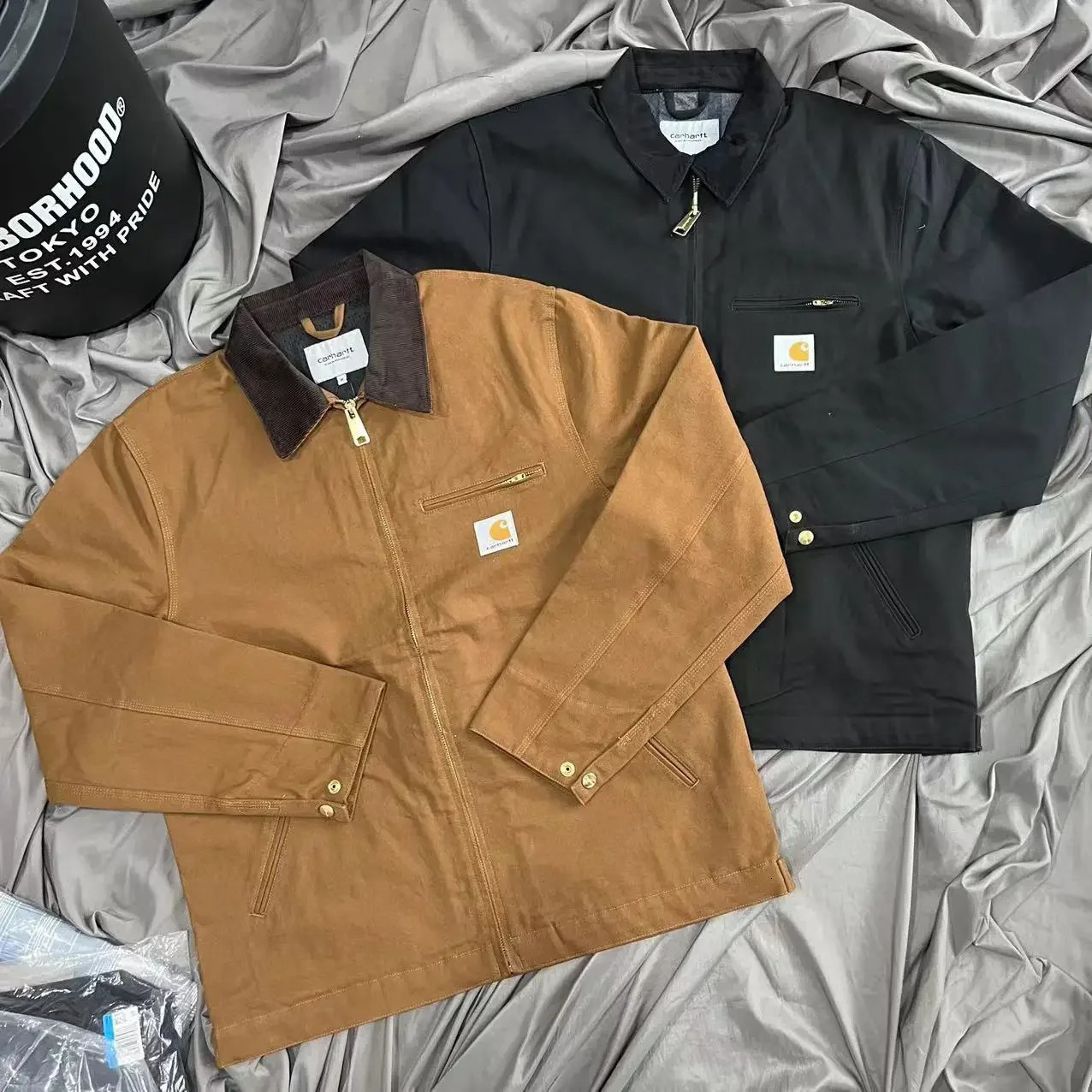Vintage Style American Woolen Jacket For Men And Women Couple Model Loose Fit Canvas Coat Hollow Casual Winter Outerwear 241113
