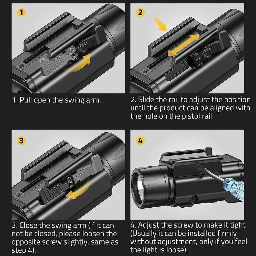 Richfire 1600 lumens weapon light charging strobe ultra compact tactical light suitable for Picatinny or GL rail pistol lights W241112