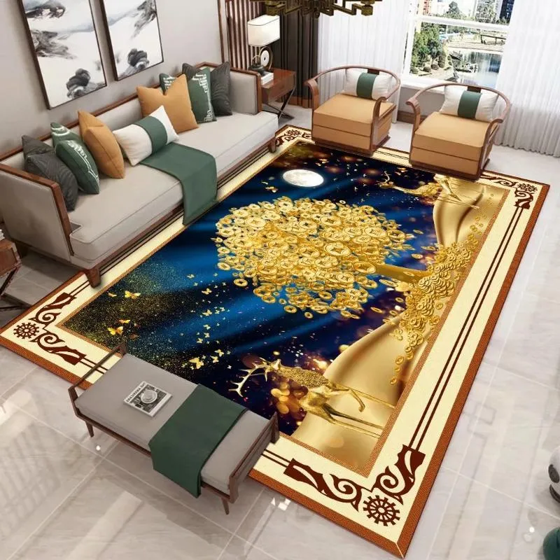 Modern Chinese style 3D printing carpet, living room, sofa, coffee table, light luxury blanket, home bedroom, full mattress H260226