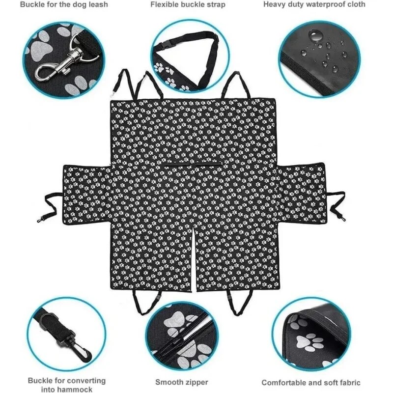Waterproof Pet Dog Car Seat Cover Protector Printed Scratchproof Car Back Seat Cover Protector Pad with Printing for Dogs Travel