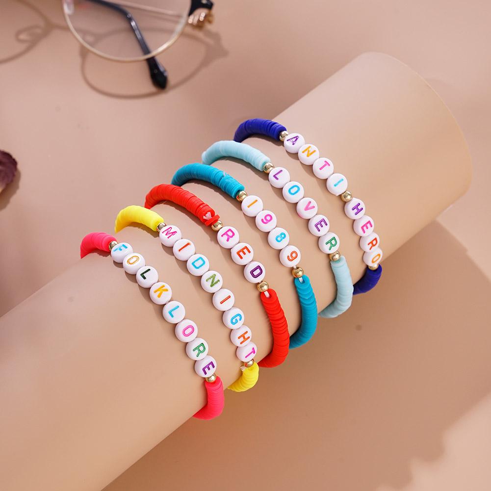 Friendship Inspired Bracelets Singer Taylor Bracelet Set for Women Clay Beads Bracelet for Swiftie Fans Summer Boho Bracelet smile
