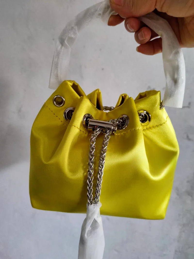Fuia Crystal Bracelet Clutch Bon Pink Women Elegant Dress Silk Glitterati Tassel-Tie Bg Party Riband Mini Bag Polyester