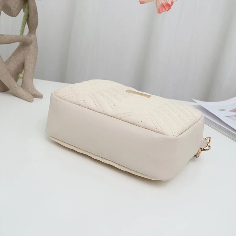 Printed Shoulder Strap Embroidered Camera PU Material Casual Small Square Versatile Single Bag
