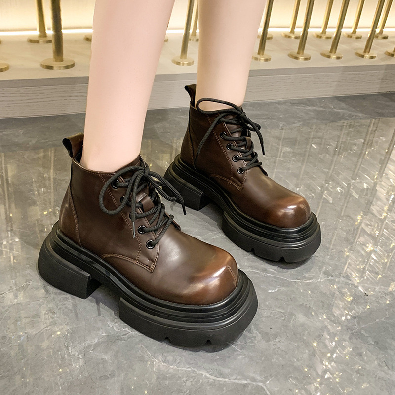 2025 new Designer Punk Women's Motorcycle Autumn Winter Fashion Side Zipper Ankle Boots Woman Platform Shoes Bota De Vaqueiro 7542