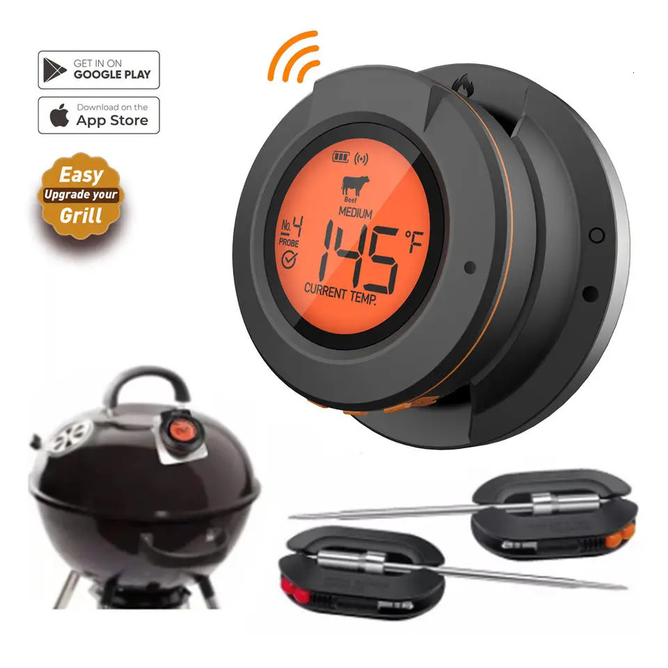 2024 Upgrade Outdoor Digital Wireless Bluetooth Dome Cooking Food Meat Temperature Gauge for Barbecue Charcoal Grill and Oven Smokers 241113