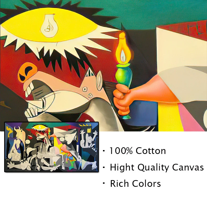 Picasso Famous Painting Guernica Canvas Posters and Prints Modern Abstract Wall Art Pictures for Living Room Home Decoration