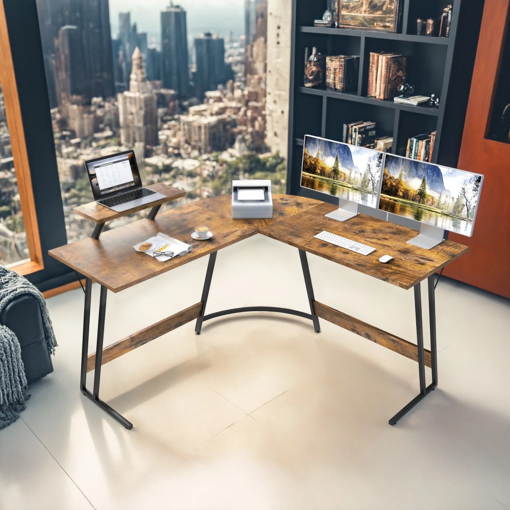 Computer Offices L-Shaped Computer Desk Modern Corner Desk with Small Table Desks Laptop Office Furniture Free Delivery