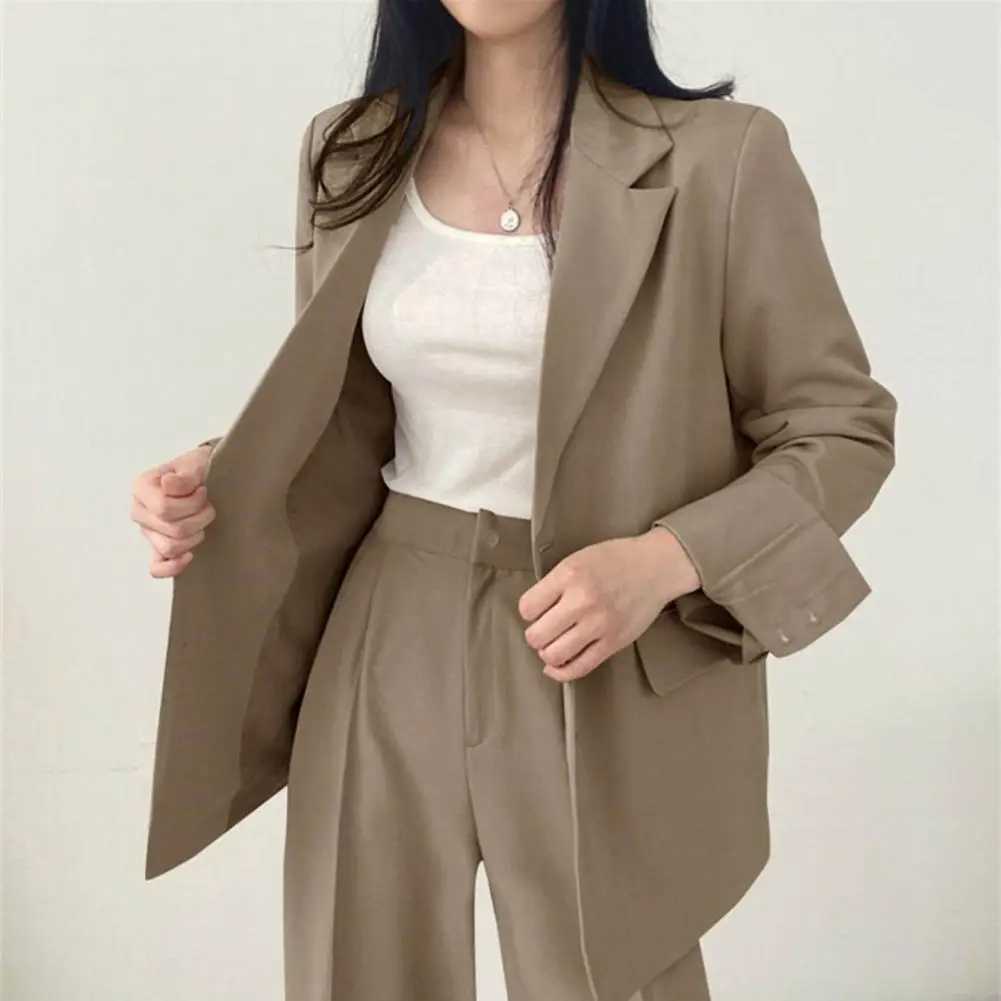 Wide Leg Suit Pants Set Ele Womens Business Suit Set with Single-breasted Cardigan Jacket High Waist Wide for ProfessionalX241112
