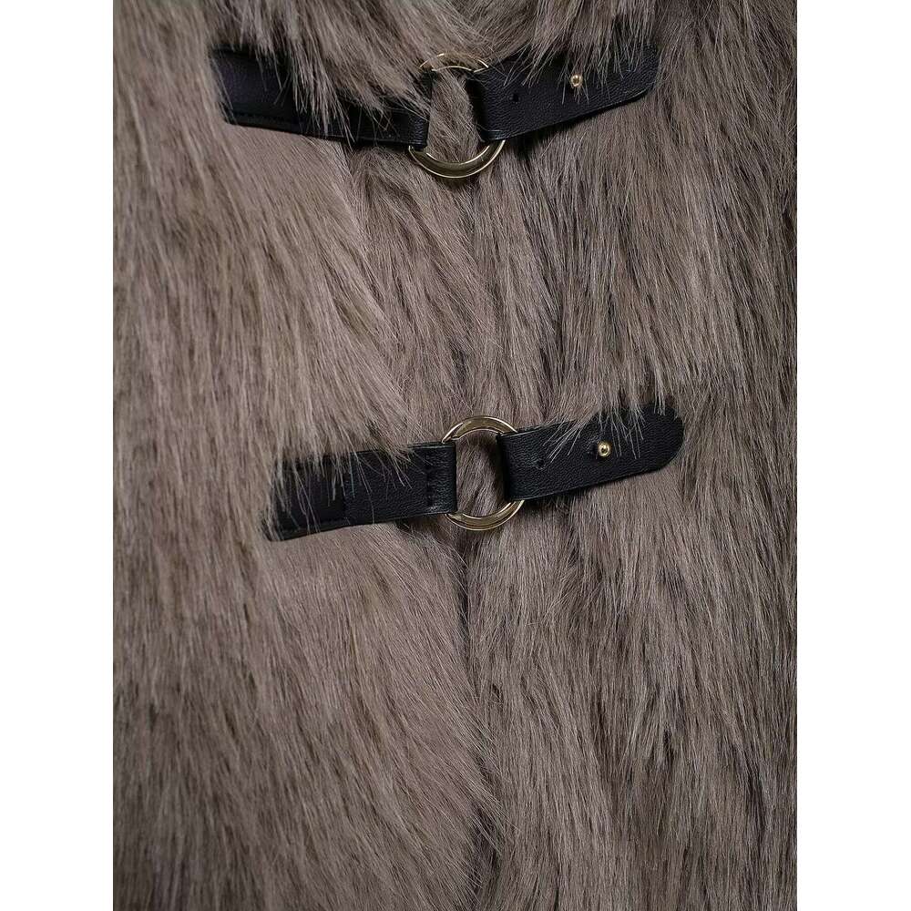 shanshi fur coat women Women's winter temperament lapel faux fur warm jacket