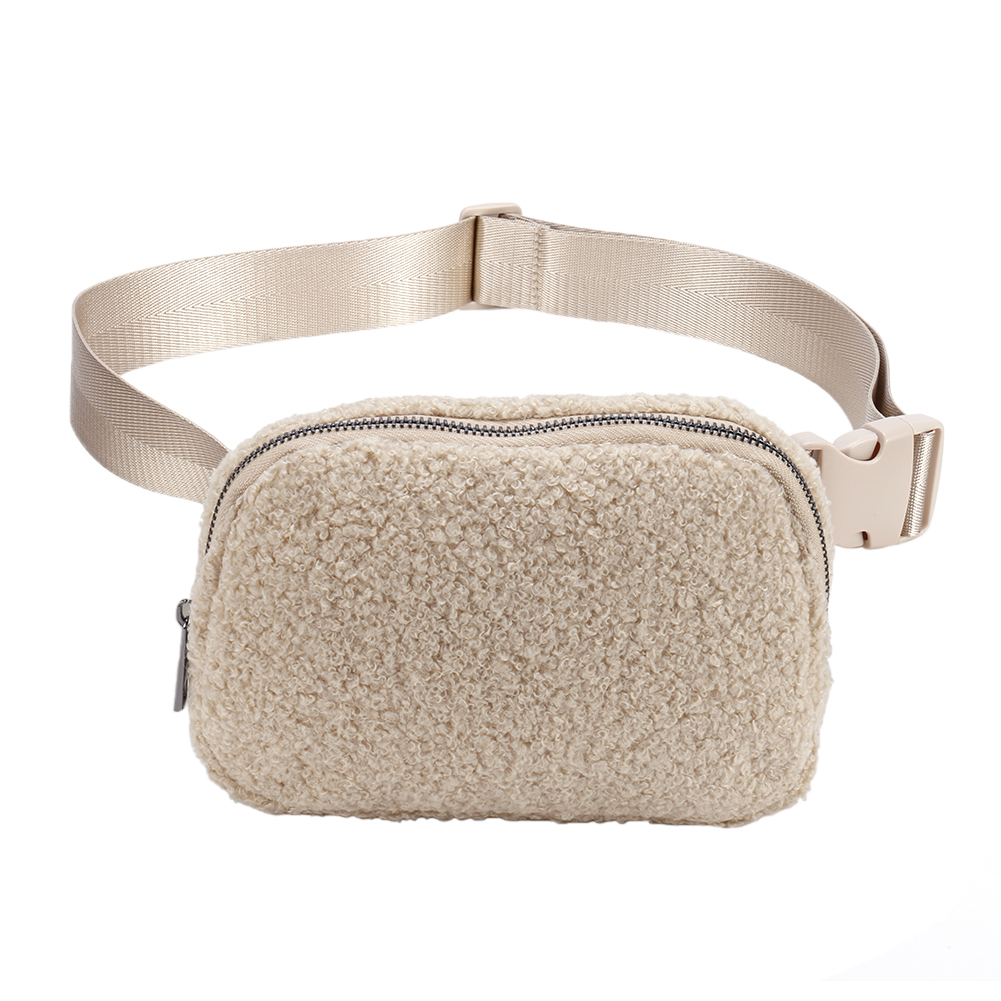 Multi-Pockets Zipper Fanny Pack Solid Color Casual Chest Bags Outdoor Sports Small Crossbody Unisex Plush Portable Waist Bag