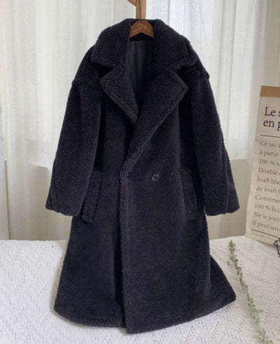 shanshi fur coat women autumn and winter loose one-piece faux jacket for women's mid to long length windbreaker with lamb fur