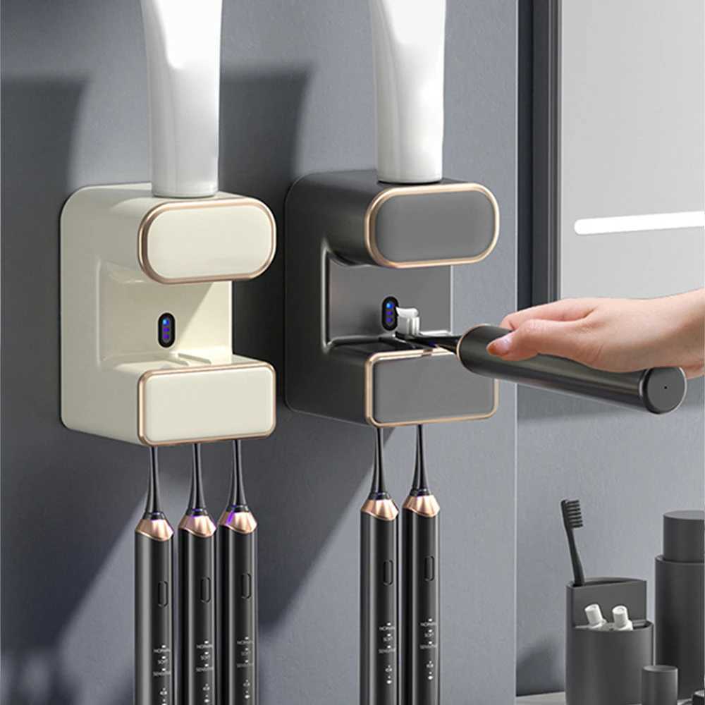 Automatic Toothbrush Sanitizer Sensor Toothpaste Dispenser Electric Squeezer Inductive Holder With UV Sterile Light 240415