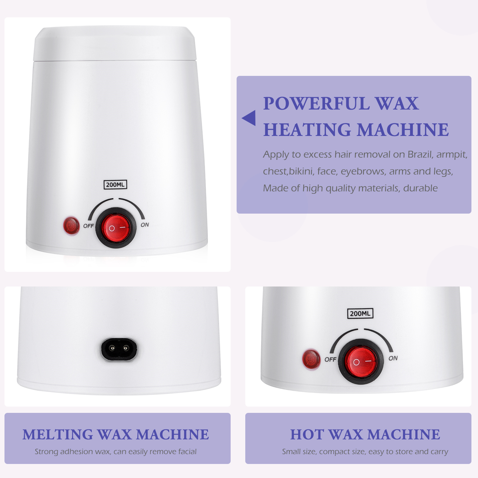 Waxing Wax Warmer Hair Removal Electric Hard Wax for Body Legs Underarm Brazilian ( Black )