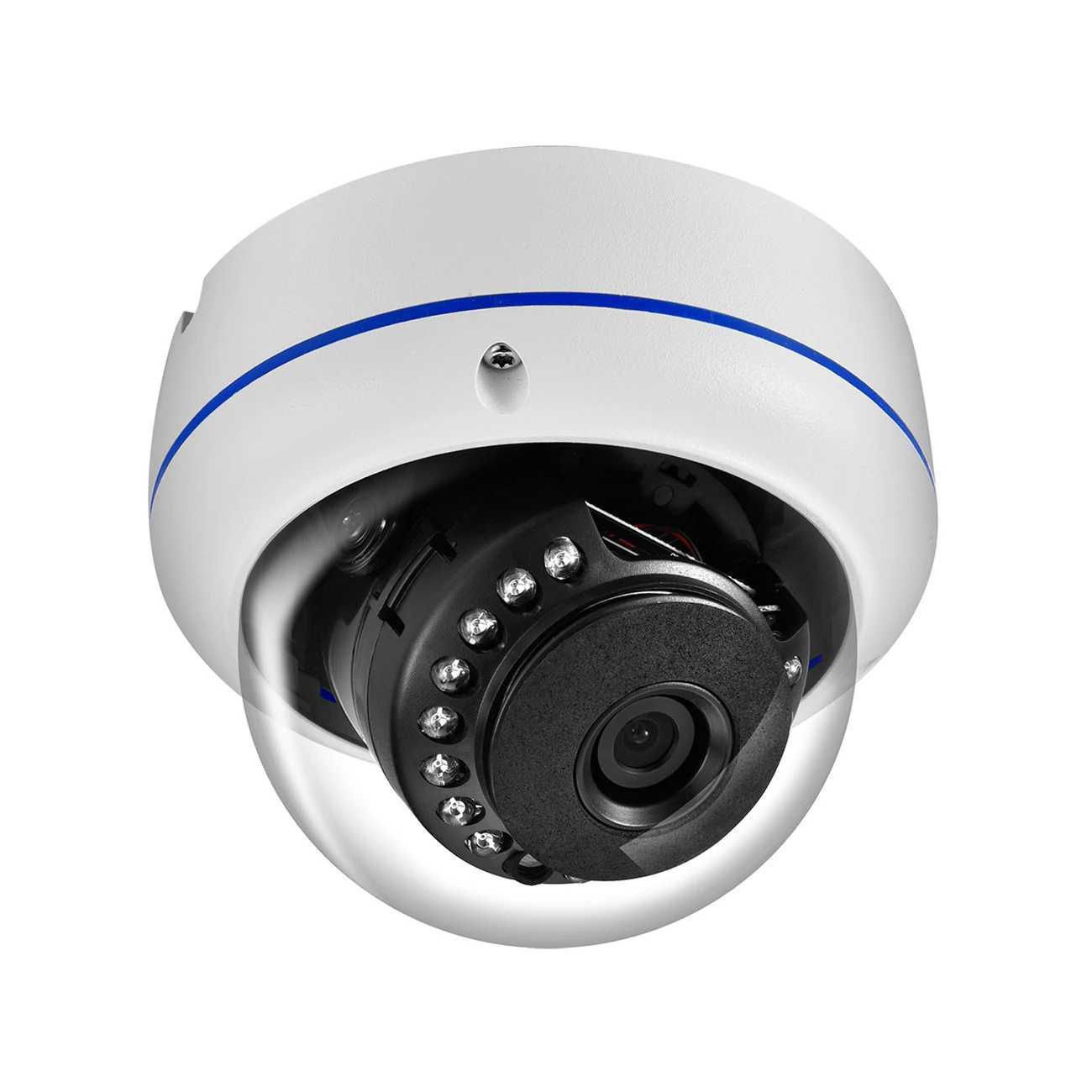 IP Cameras AZISHN 2.8mm Wide Angle POE Vandalproof H.265 5MP 4MP 3MP 2MP Audio IP Camera Waterproof Dome P2P 15IR For CCTV Surveillance Kit 24413
