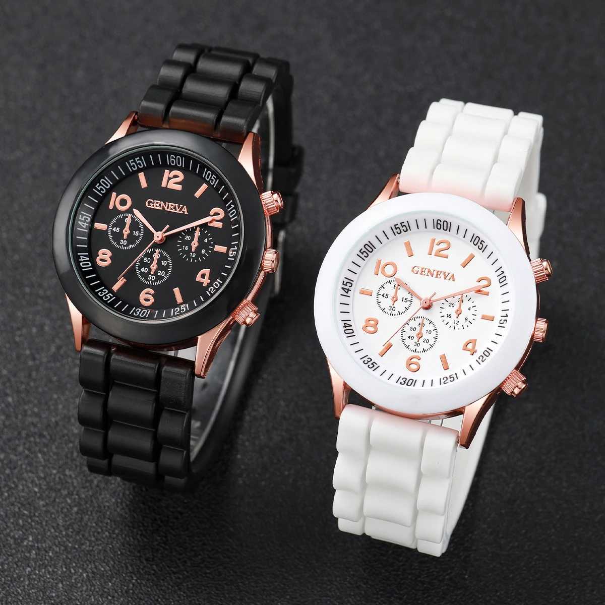4PCS Couples Fashion Arabic Women Quartz Casual Sile Band Wristlets Magnet Heart-Shed Bracelets SetXJ250304