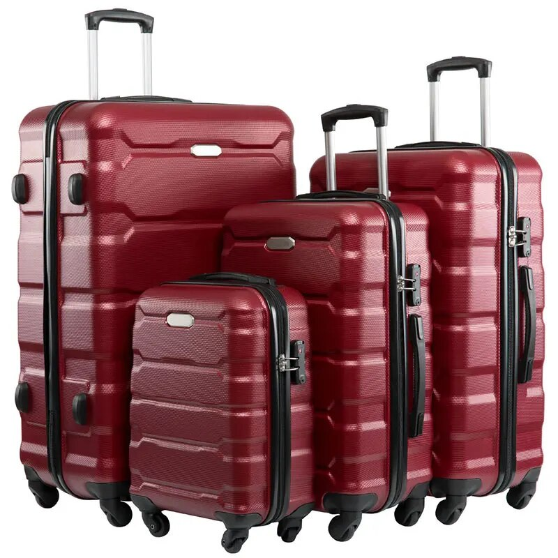 Sets pieces 4 Lage Suitcases Travel Bag 18/22/26/30 " inch Large Capacity Bag Rolling Lage Customs Lock Suitcase Trolley " smile " &quo