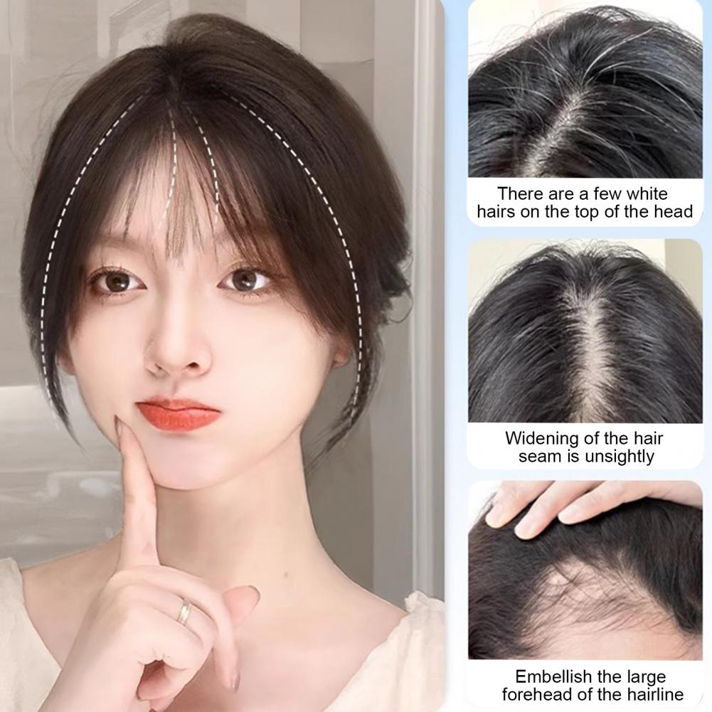 Wispy Clip-in Bangs Women Natural 3D French Bangs Forehead Hair Extensions Black Brown Curved Air Bangs Fringe Wig Hairpieces smile