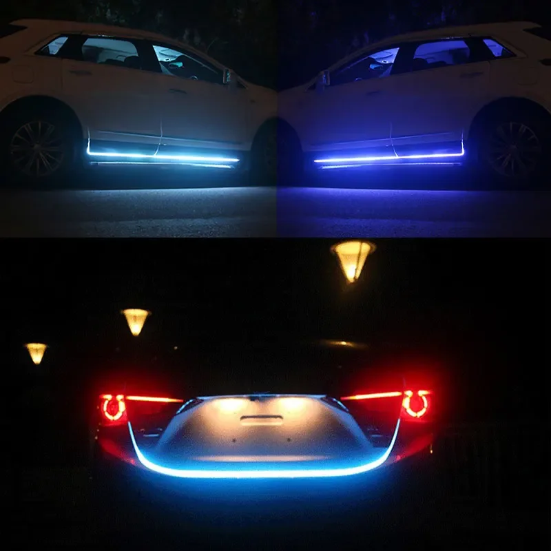 New 12V LED Car Hood Decorative Light Strip With Start Scan Meteor Dynamic Car Daytime Running Light DRL With Turn Signal Lamp