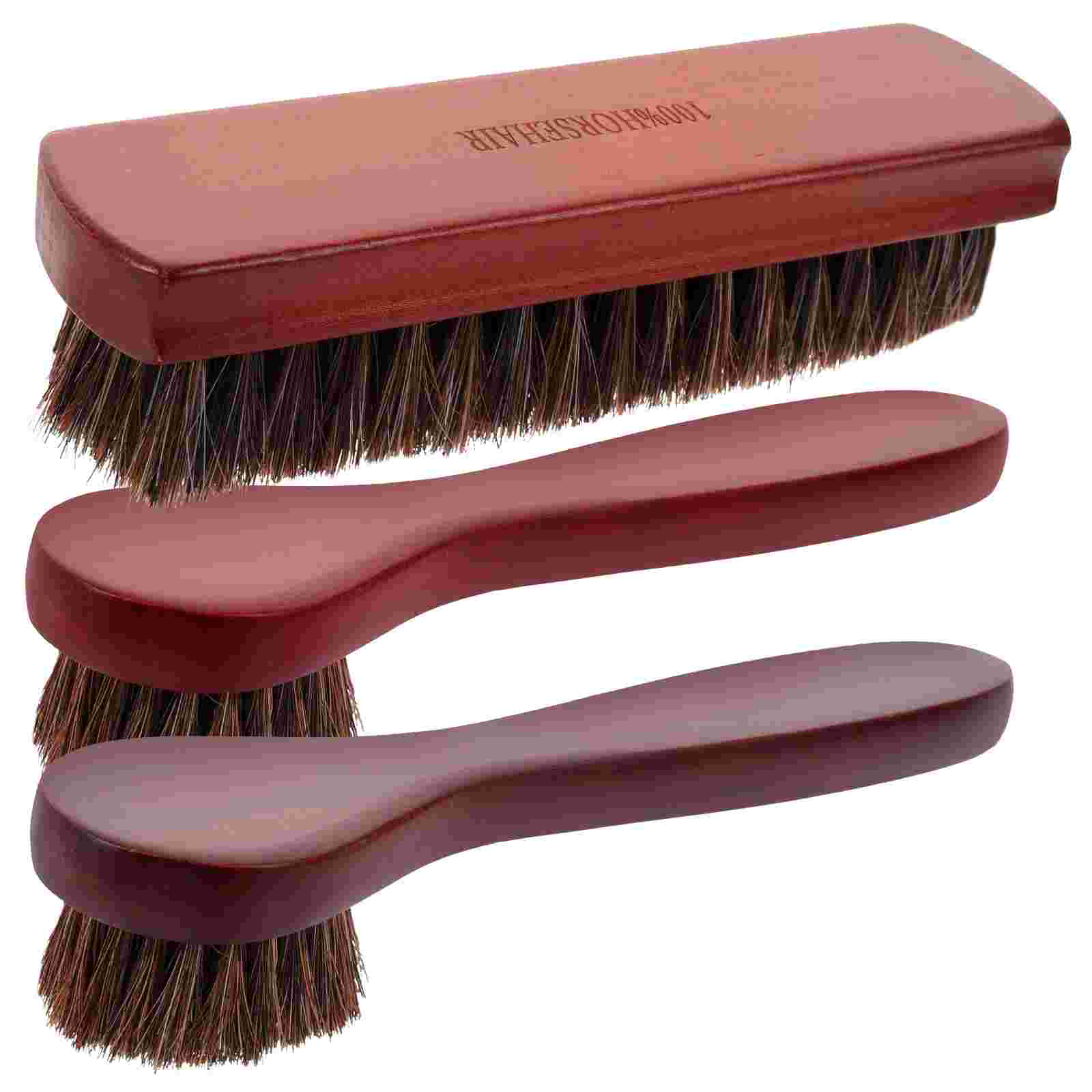 3 Pcs Clean and Polish Boot Brush Boots Shoe Kit Car Seat Horse Hair for Heavy