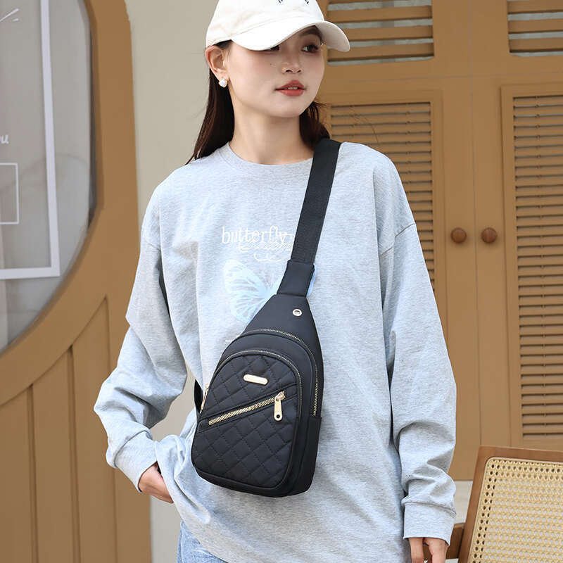 New breast casual fashion all nylon fabric lightweight crossbody bag women's backpack small single shoulder chest ba