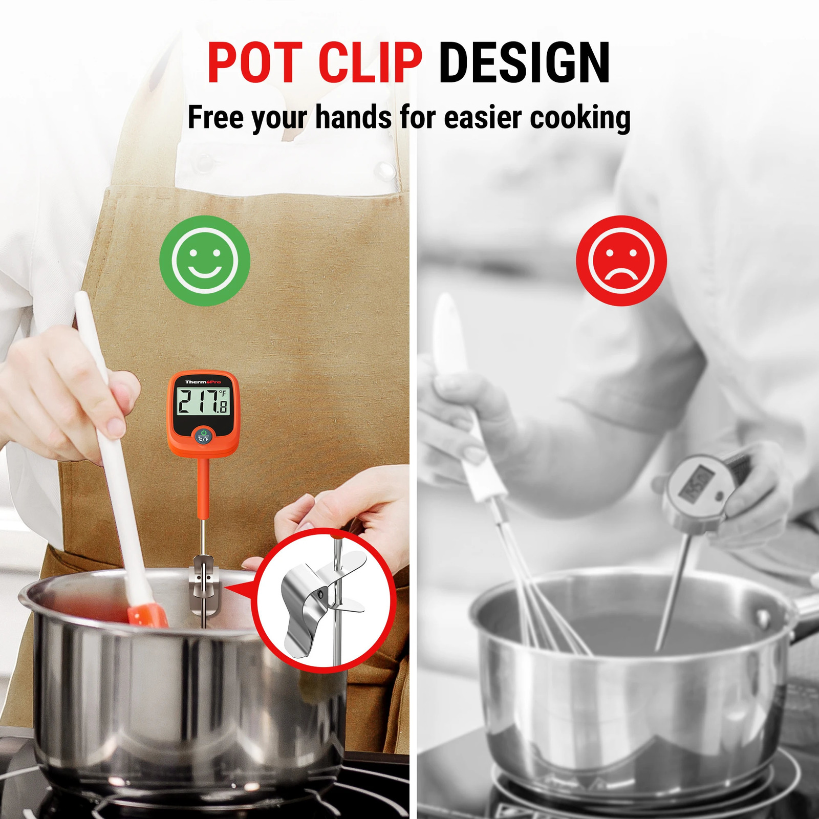 ThermoPro TP509 fast reading backlit candy making digital kitchen thermometer used for deep frying grill cooking with pot clamp 241113