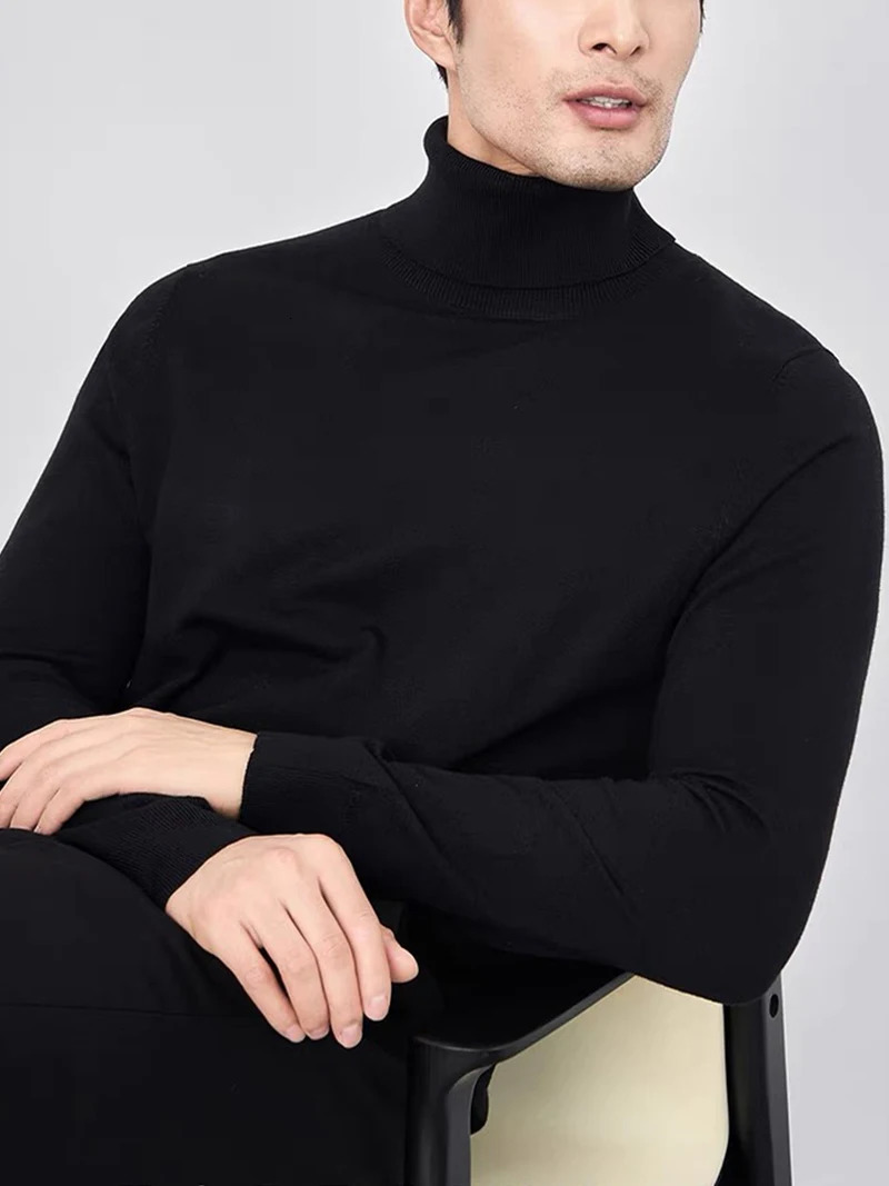 Autumn and winter mens fully matched turtle neck sweater ultra-thin mens casual zipper sweater mens clothing 241113